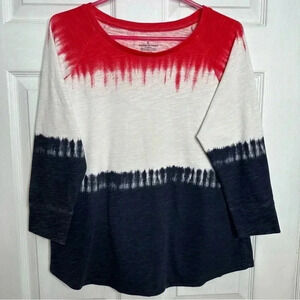 Sonoma  Long Sleeved Shirt Crew Neck Red, White, & Blue Size Medium